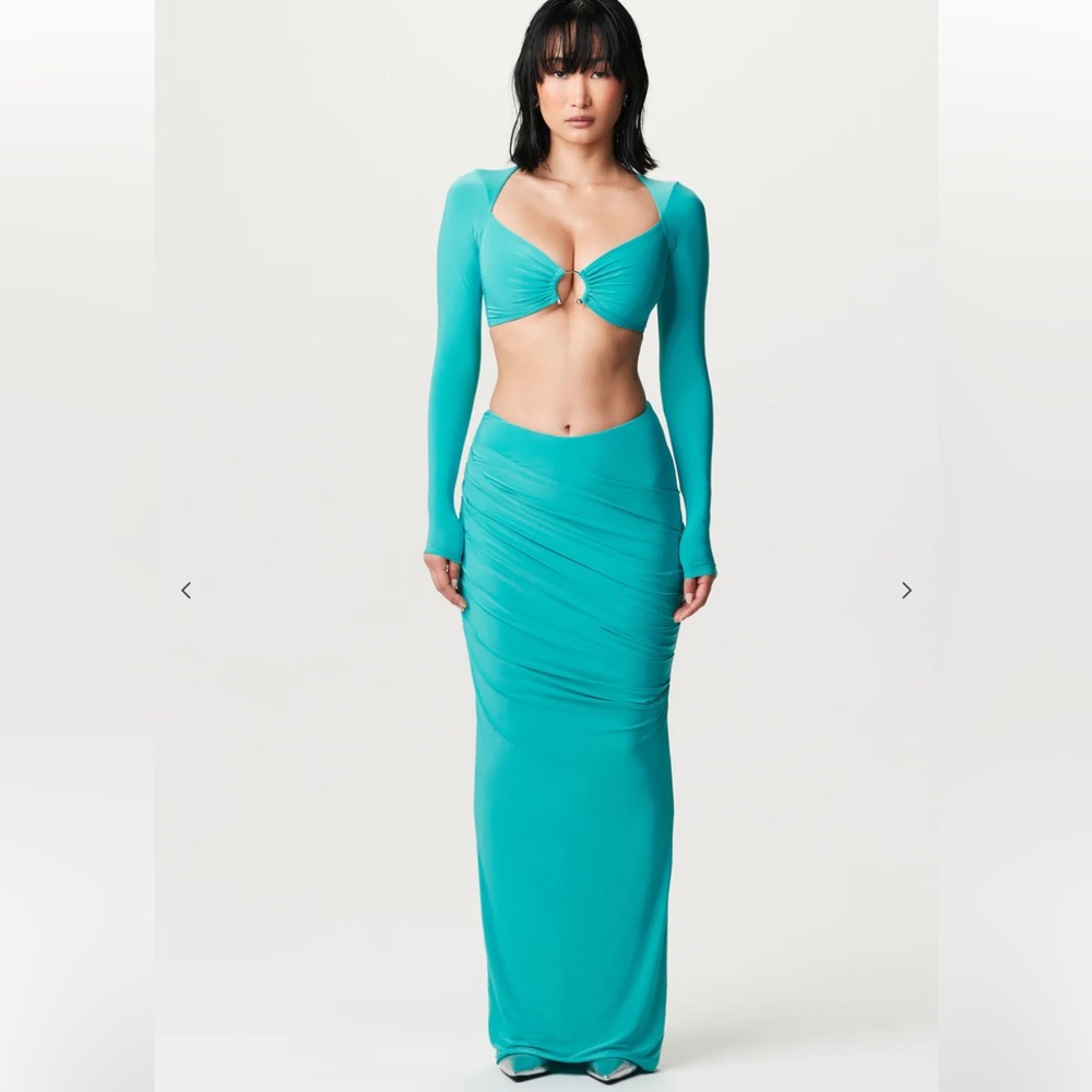 Naked wardrobe turquoise top and maxi skirt